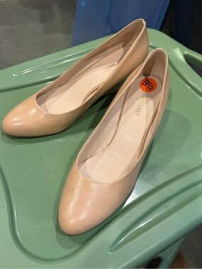 Nine West Beige Wedges - Rounded Toe Slip-On